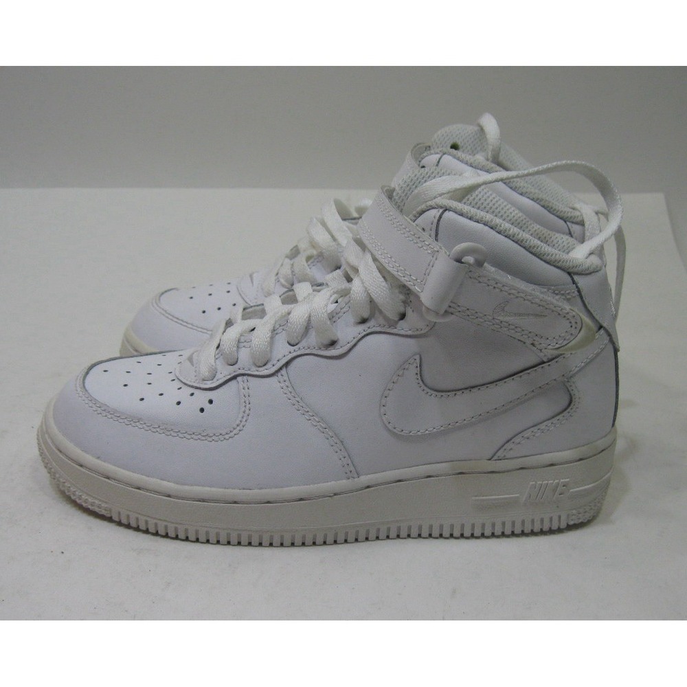 Nike Air Force 1 Mid Youth 1Y Triple White Lace Up 314196-113 Sneaker Court